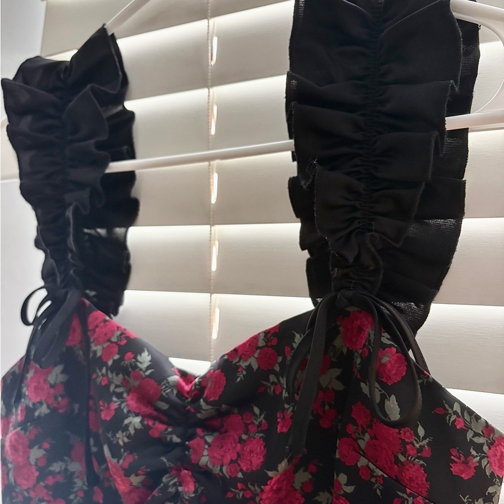 Francesca's Collections Black and Red Floral Maxi Dress